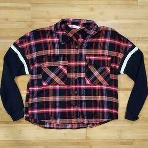 SO Multicolor Plaid Button Down Shirt Size Medium Juniors'